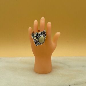 Vintage sterling silver butterscotch statement ring - 0021FQ